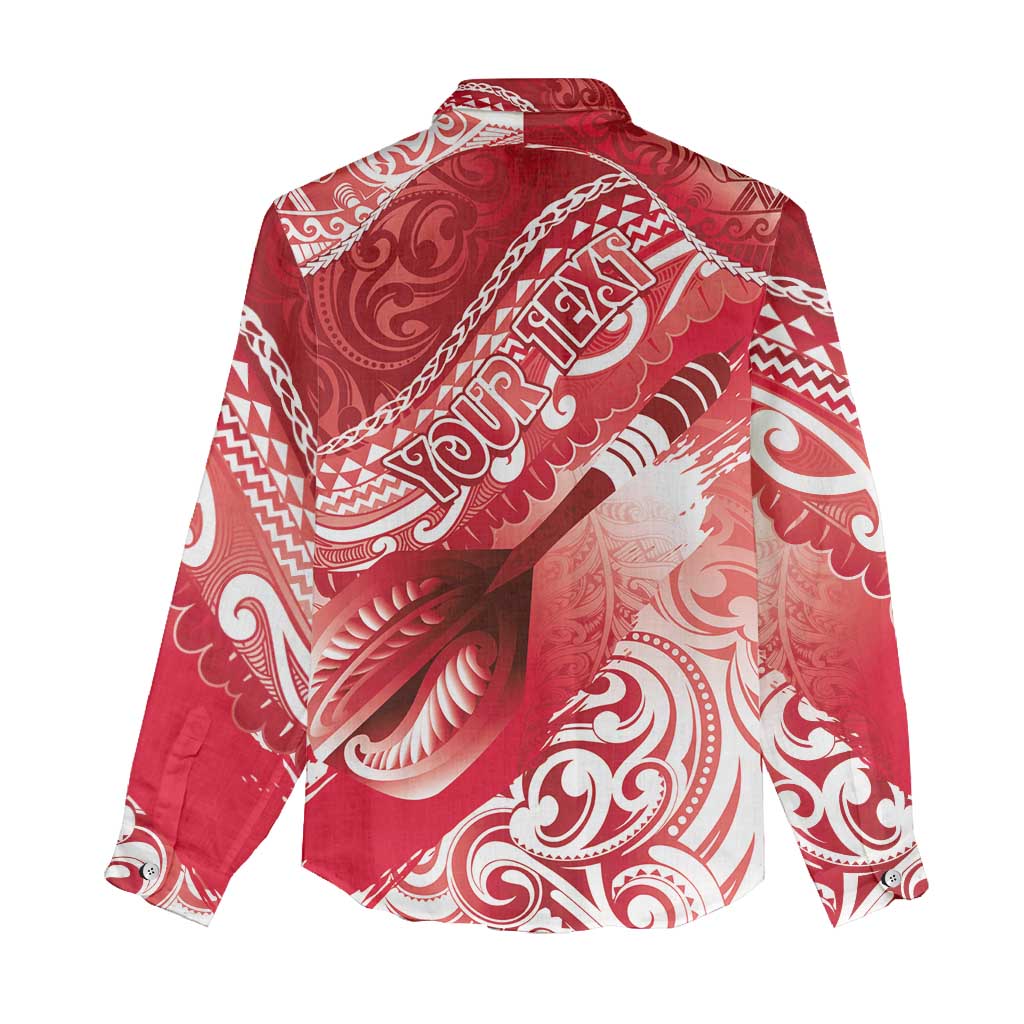 Personalised New Zealand Aotearoa Darts Masters Women Casual Shirt Maori Art Tattoo with Tribal Dart Symbol Red - Polynesian Pride