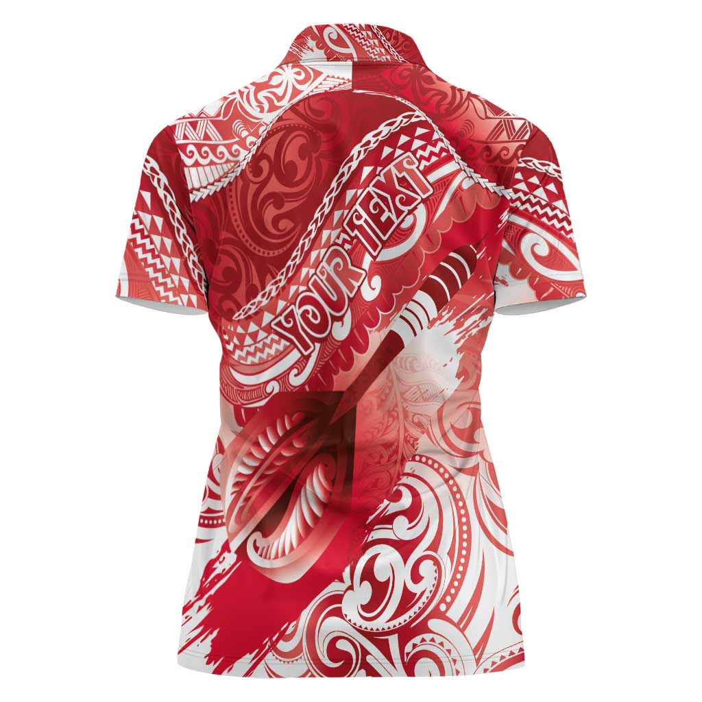 Personalised New Zealand Aotearoa Darts Masters Women Polo Shirt Maori Art Tattoo with Tribal Dart Symbol Red - Polynesian Pride