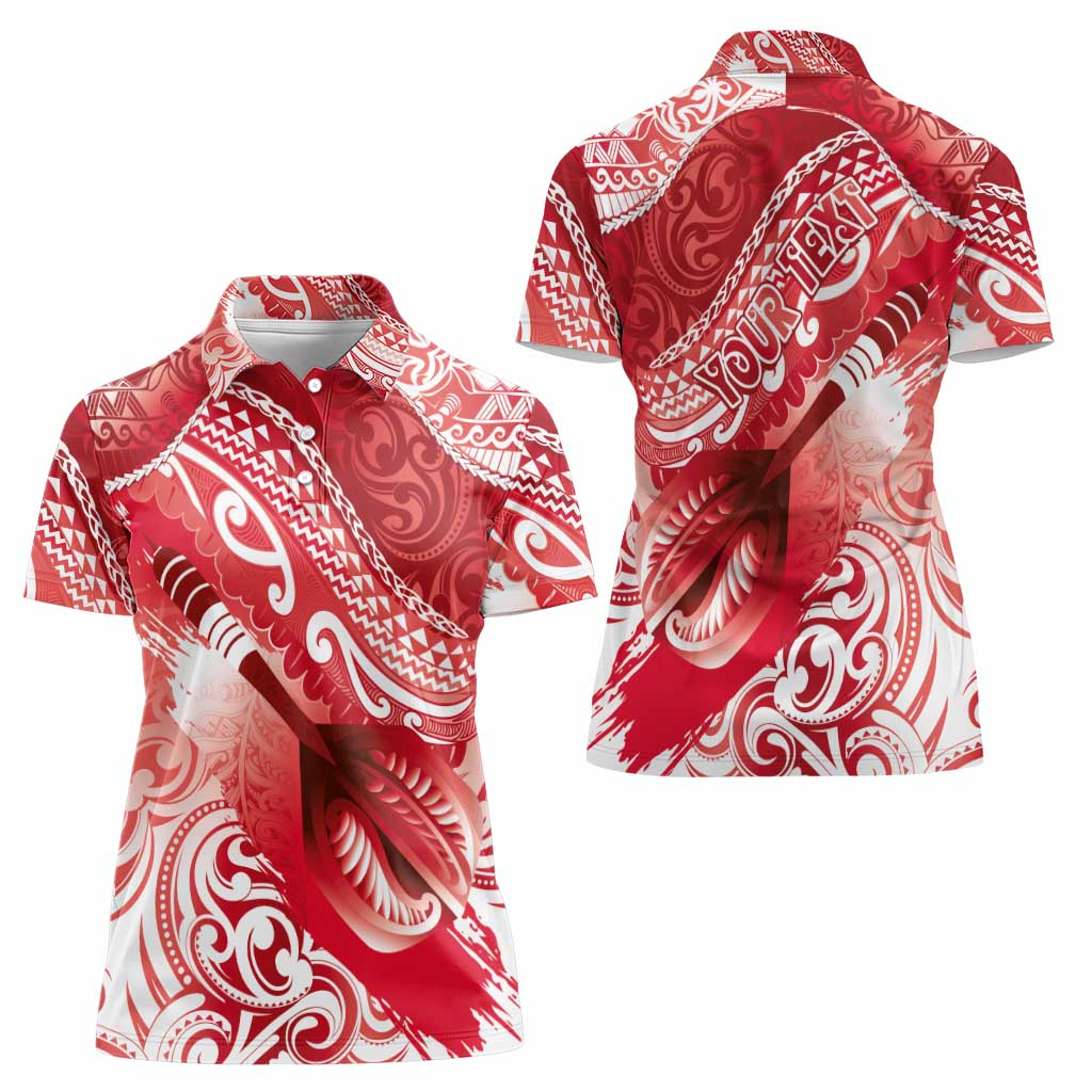 Personalised New Zealand Aotearoa Darts Masters Women Polo Shirt Maori Art Tattoo with Tribal Dart Symbol Red - Polynesian Pride