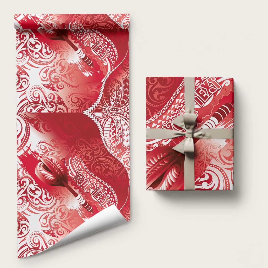 Personalised New Zealand Aotearoa Darts Masters Wrapping Paper Maori Art Tattoo with Tribal Dart Symbol Red LT03 58" × 23" Red - Polynesian Pride