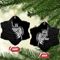 Custom New Zealand World Cup 2023 Ceramic Ornament Aotearoa Champion Rugby with Silver Fern Maori Ethnic Pattern LT03 - Polynesian Pride