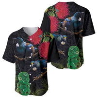 New Zealand Tui Baseball Jersey Guardians of the Hei Tiki - Maori Art and Plants