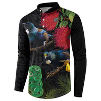 New Zealand Tui Button Sweatshirt Guardians of the Hei Tiki - Maori Art and Plants LT03 - Polynesian Pride