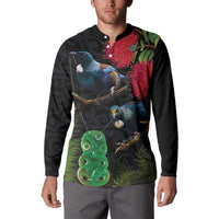 New Zealand Tui Button Sweatshirt Guardians of the Hei Tiki - Maori Art and Plants LT03 - Polynesian Pride