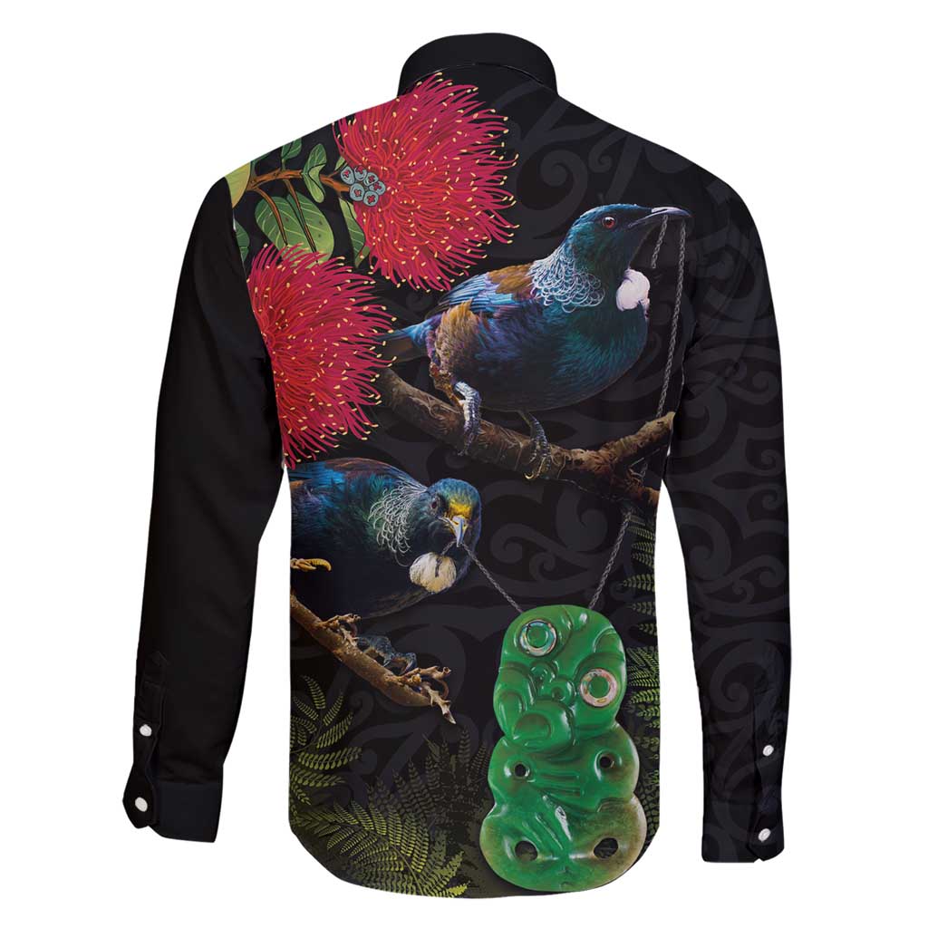 New Zealand Tui Family Matching Short Sleeve Bodycon Dress and Hawaiian Shirt Guardians of the Hei Tiki - Maori Art and Plants LT03 - Polynesian Pride