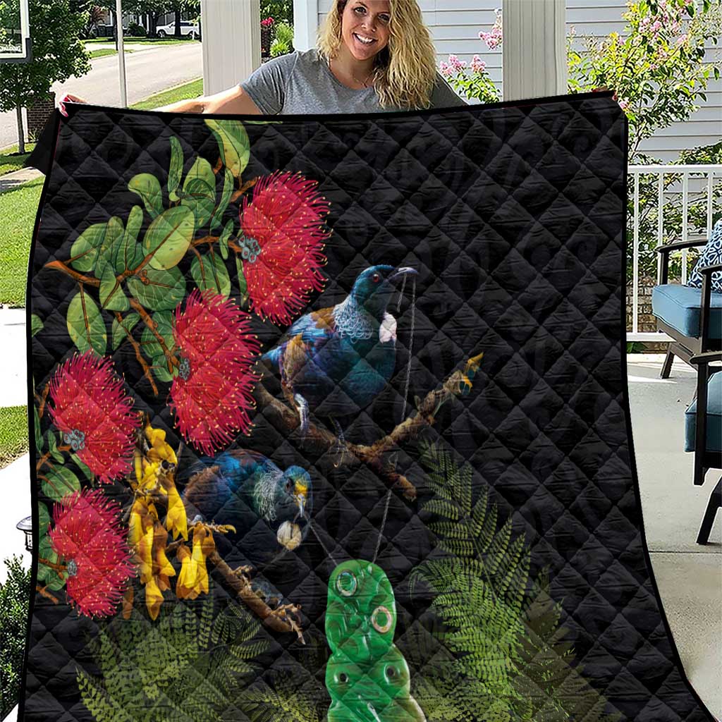 New Zealand Tui Quilt Guardians of the Hei Tiki - Maori Art and Plants