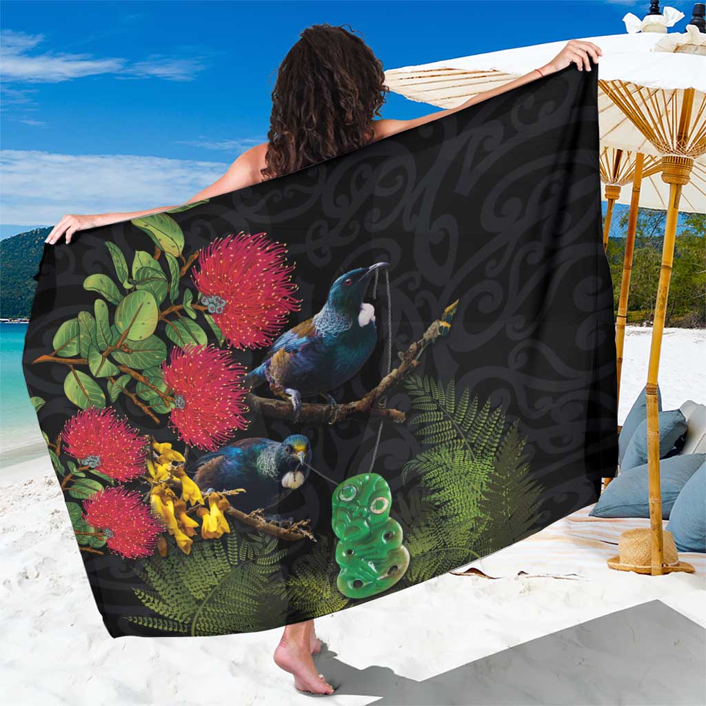 New Zealand Tui Sarong Guardians of the Hei Tiki - Maori Art and Plants