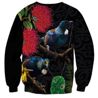 New Zealand Tui Sweatshirt Guardians of the Hei Tiki - Maori Art and Plants LT03 - Polynesian Pride