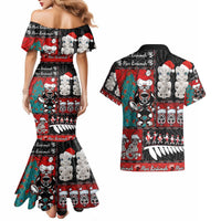 New Zealand Christmas Couples Matching Mermaid Dress and Hawaiian Shirt Maori Christmas Spirit - Meri Kirihimete LT03 - Polynesian Pride