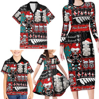 New Zealand Christmas Family Matching Long Sleeve Bodycon Dress and Hawaiian Shirt Maori Christmas Spirit - Meri Kirihimete LT03 - Polynesian Pride