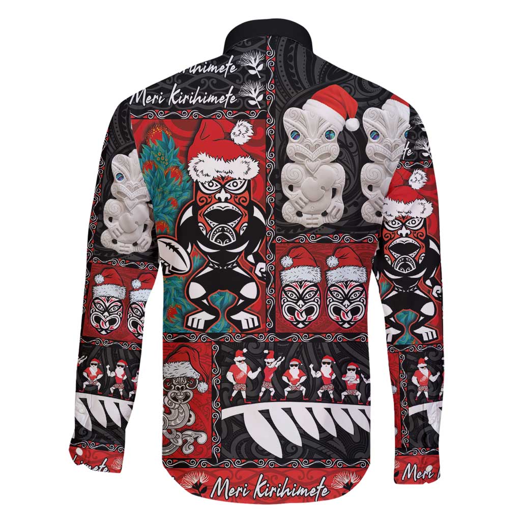 New Zealand Christmas Family Matching Long Sleeve Bodycon Dress and Hawaiian Shirt Maori Christmas Spirit - Meri Kirihimete LT03 - Polynesian Pride