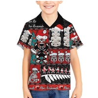 New Zealand Christmas Family Matching Mermaid Dress and Hawaiian Shirt Maori Christmas Spirit - Meri Kirihimete LT03 Son's Shirt Black - Polynesian Pride