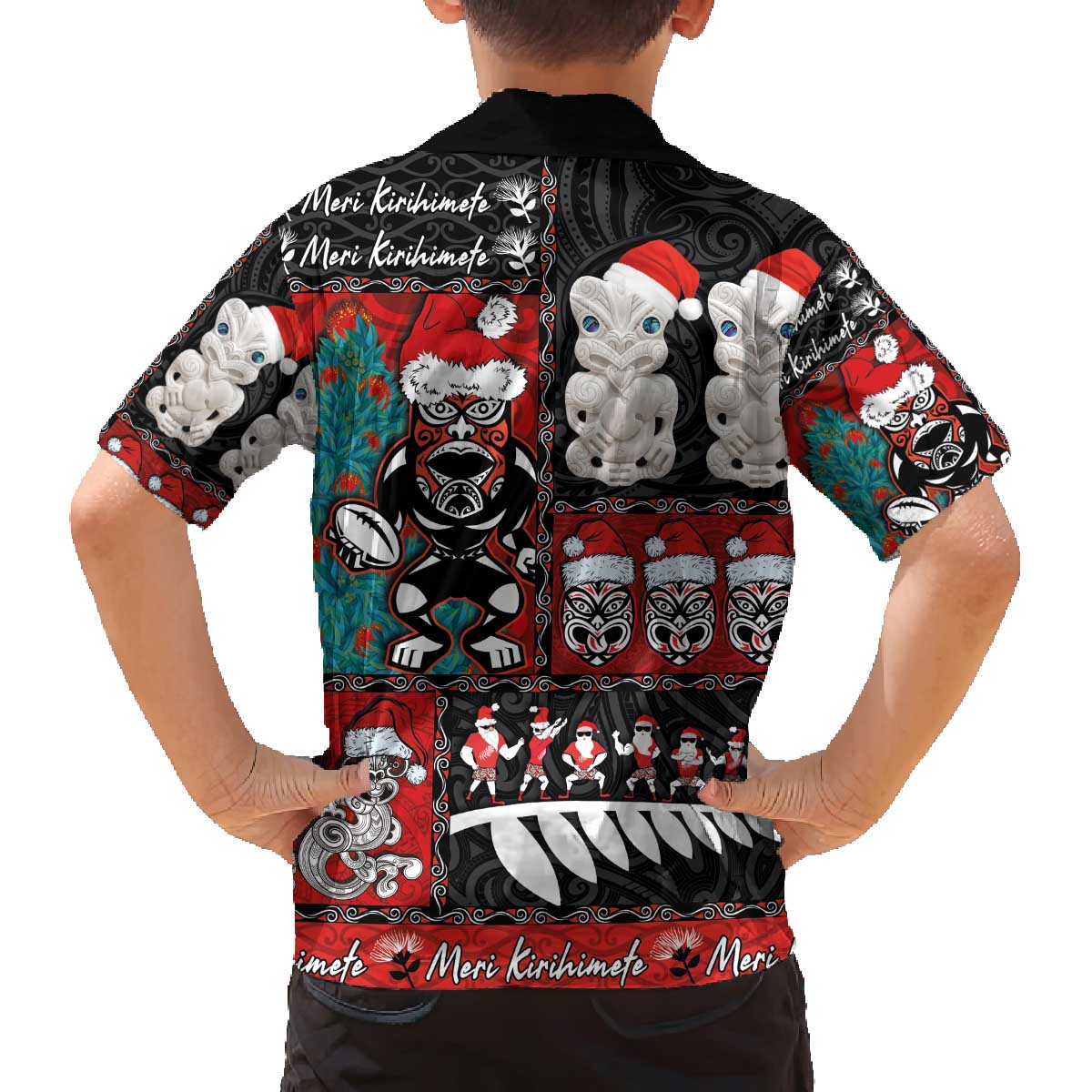 New Zealand Christmas Family Matching Off The Shoulder Long Sleeve Dress and Hawaiian Shirt Maori Christmas Spirit - Meri Kirihimete LT03 - Polynesian Pride