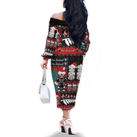 New Zealand Christmas Family Matching Off The Shoulder Long Sleeve Dress and Hawaiian Shirt Maori Christmas Spirit - Meri Kirihimete LT03 - Polynesian Pride