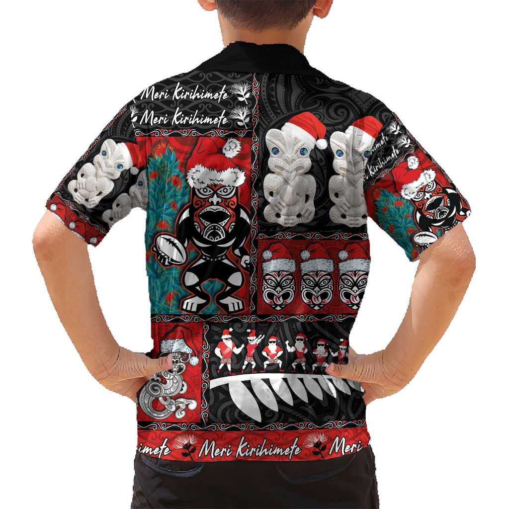 New Zealand Christmas Family Matching Puletasi and Hawaiian Shirt Maori Christmas Spirit - Meri Kirihimete LT03 - Polynesian Pride