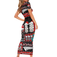 New Zealand Christmas Family Matching Short Sleeve Bodycon Dress and Hawaiian Shirt Maori Christmas Spirit - Meri Kirihimete LT03 - Polynesian Pride