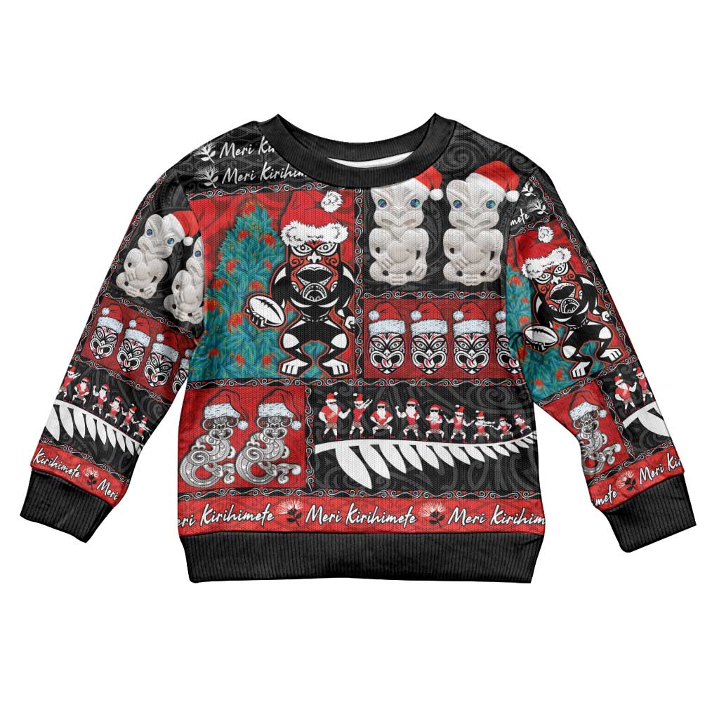 New Zealand Christmas Kid Ugly Christmas Sweater Maori Christmas Spirit - Meri Kirihimete