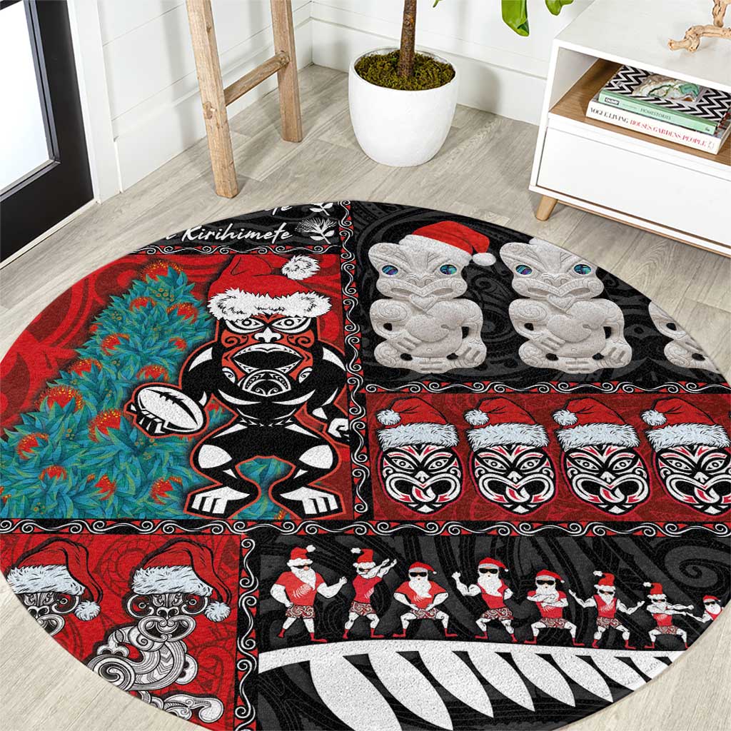 New Zealand Christmas Round Carpet Maori Christmas Spirit - Meri Kirihimete