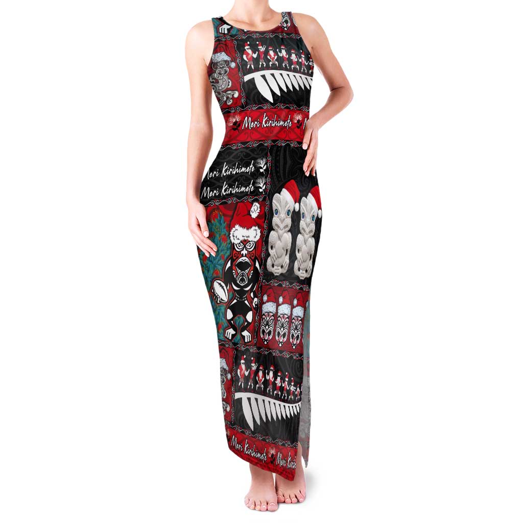 New Zealand Christmas Tank Maxi Dress Maori Christmas Spirit - Meri Kirihimete