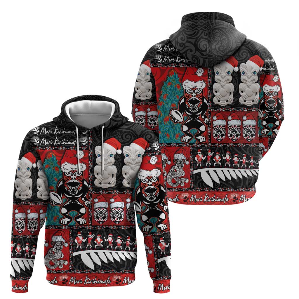 New Zealand Christmas Zip Hoodie Maori Christmas Spirit - Meri Kirihimete LT03 - Polynesian Pride