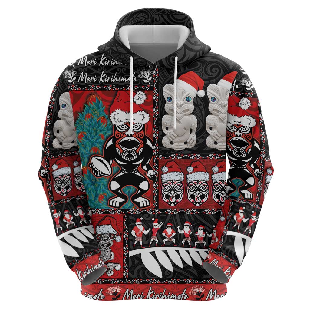 New Zealand Christmas Zip Hoodie Maori Christmas Spirit - Meri Kirihimete LT03 - Polynesian Pride