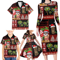 Hawaiian Christmas Family Matching Long Sleeve Bodycon Dress and Hawaiian Shirt - Mele Kalikimaka Island Holiday Vibes - Black Red LT03 - Polynesian Pride