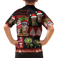 Hawaiian Christmas Kid Hawaiian Shirt - Mele Kalikimaka Island Holiday Vibes - Black Red