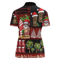 Hawaiian Christmas Women Polo Shirt - Mele Kalikimaka Island Holiday Vibes - Black Red LT03 - Polynesian Pride