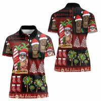 Hawaiian Christmas Women Polo Shirt - Mele Kalikimaka Island Holiday Vibes - Black Red LT03 - Polynesian Pride