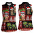 Hawaiian Christmas Women Sleeveless Polo Shirt - Mele Kalikimaka Island Holiday Vibes - Black Red