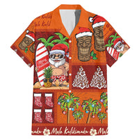 Hawaiian Christmas Family Matching Mermaid Dress and Hawaiian Shirt - Mele Kalikimaka Island Holiday Vibes - Red Orange