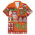 Hawaiian Christmas Family Matching Off The Shoulder Long Sleeve Dress and Hawaiian Shirt - Mele Kalikimaka Island Holiday Vibes - Red Orange
