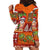 Hawaiian Christmas Hoodie Dress - Mele Kalikimaka Island Holiday Vibes - Red Orange