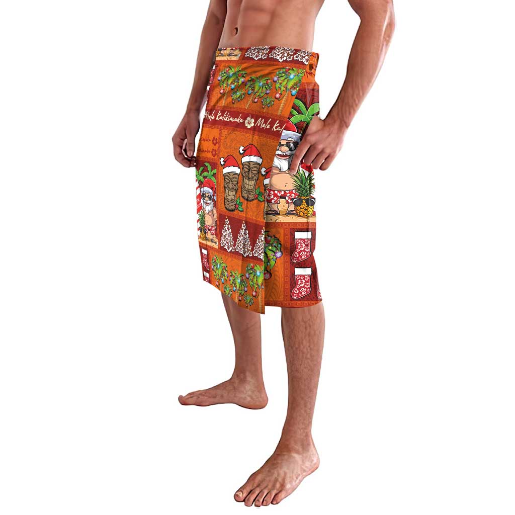 Hawaiian Christmas Lavalava - Mele Kalikimaka Island Holiday Vibes - Red Orange