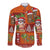 Hawaiian Christmas Long Sleeve Button Shirt - Mele Kalikimaka Island Holiday Vibes - Red Orange