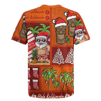 Hawaiian Christmas Rugby Jersey - Mele Kalikimaka Island Holiday Vibes - Red Orange