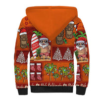 Hawaiian Christmas Sherpa Hoodie - Mele Kalikimaka Island Holiday Vibes - Red Orange