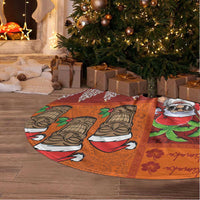 Hawaiian Christmas Tree Skirt - Mele Kalikimaka Island Holiday Vibes - Red Orange