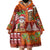 Hawaiian Christmas Wearable Blanket Hoodie - Mele Kalikimaka Island Holiday Vibes - Red Orange