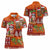 Hawaiian Christmas Women Polo Shirt - Mele Kalikimaka Island Holiday Vibes - Red Orange