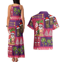 Hawaiian Christmas Couples Matching Tank Maxi Dress and Hawaiian Shirt - Mele Kalikimaka Island Holiday Vibes - Pink Purple LT03 - Polynesian Pride