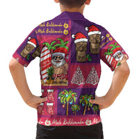 Hawaiian Christmas Family Matching Long Sleeve Bodycon Dress and Hawaiian Shirt - Mele Kalikimaka Island Holiday Vibes - Pink Purple LT03 - Polynesian Pride