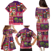 Hawaiian Christmas Family Matching Puletasi and Hawaiian Shirt - Mele Kalikimaka Island Holiday Vibes - Pink Purple LT03 - Polynesian Pride