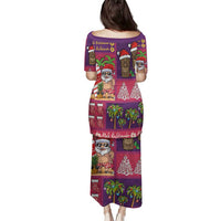 Hawaiian Christmas Family Matching Puletasi and Hawaiian Shirt - Mele Kalikimaka Island Holiday Vibes - Pink Purple LT03 - Polynesian Pride