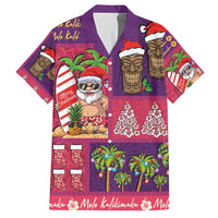 Hawaiian Christmas Family Matching Short Sleeve Bodycon Dress and Hawaiian Shirt - Mele Kalikimaka Island Holiday Vibes - Pink Purple LT03 Dad's Shirt - Short Sleeve Pink - Purple - Polynesian Pride