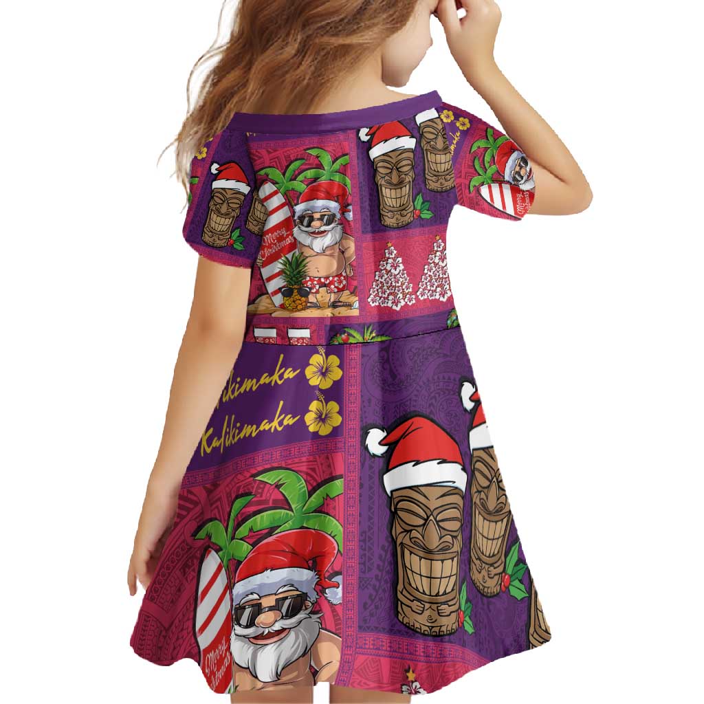 Hawaiian Christmas Family Matching Summer Maxi Dress and Hawaiian Shirt - Mele Kalikimaka Island Holiday Vibes - Pink Purple