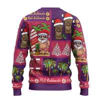 Hawaiian Christmas Ugly Christmas Sweater - Mele Kalikimaka Island Holiday Vibes - Pink Purple