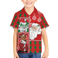 Australian Christmas Family Matching Off Shoulder Short Dress and Hawaiian Shirt - Santa Koala Kangaroo and Holiday Cheer