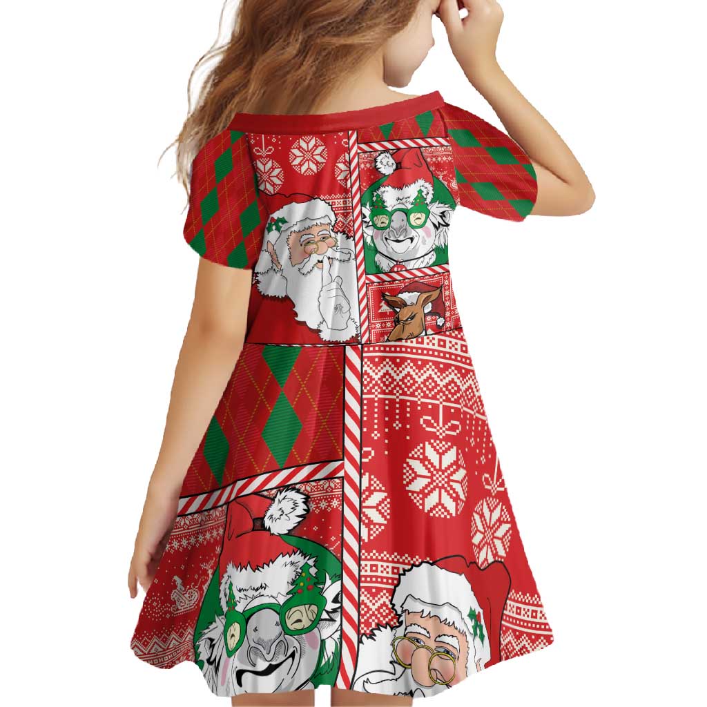 Australian Christmas Family Matching Short Sleeve Bodycon Dress and Hawaiian Shirt - Santa Koala Kangaroo and Holiday Cheer LT03 - Polynesian Pride