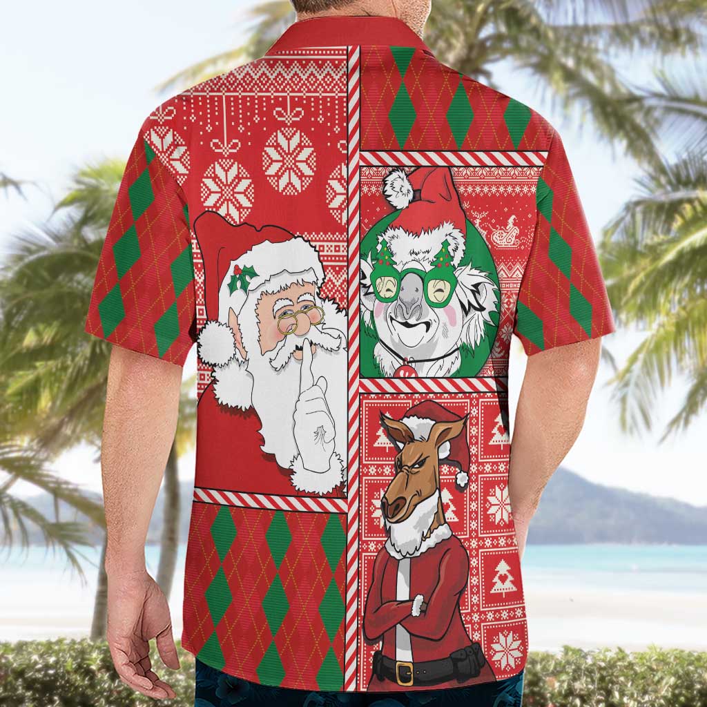Australian Christmas Hawaiian Shirt - Santa Koala Kangaroo and Holiday Cheer